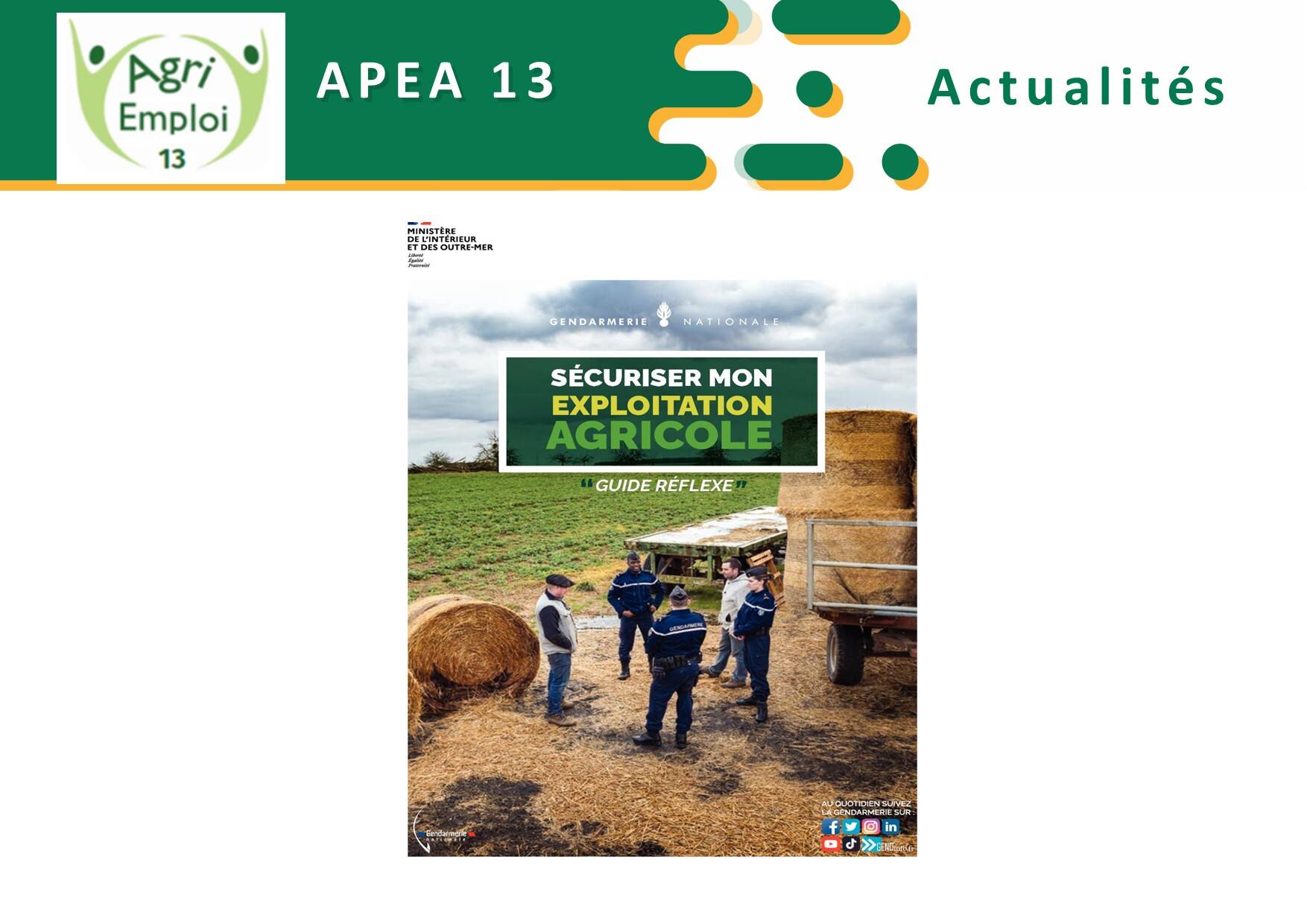 Actualité : SECURISER MON EXPLOITATION AGRICOLE